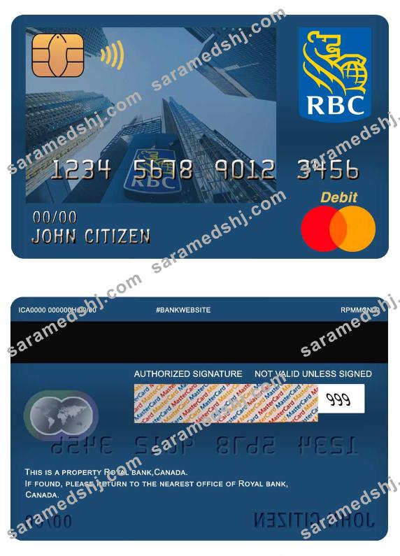 Canada Royal Bank mastercard debit card